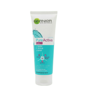 Garnier 3 In 1 Pure Active Face Wash – 100ml Liquid Cleanser For All Skin Types, Deep Cleansing And Refreshing Skincare